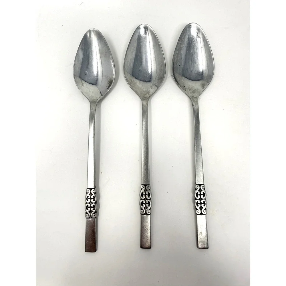 International Stainless Deluxe Danish Scroll Tablespoons Set of 3 Spoons 7.25 in